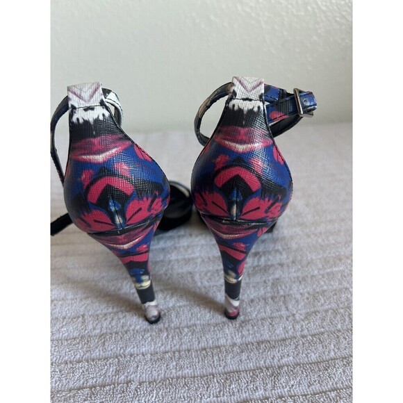Aldo‎ Black Blue Pink Multi Colored Cardross Ankle Strap Heels Size 7.5 US - Picture 4 of 9